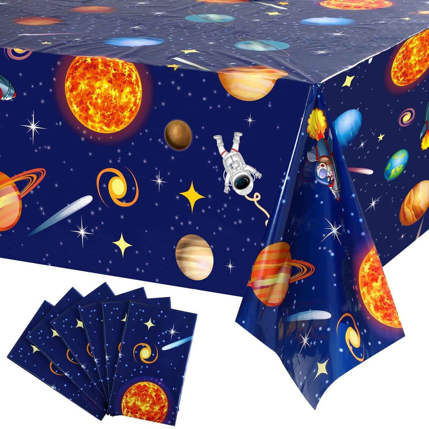 Sumind 6 Pieces Space Tablecloth Decorations Plastic Outer Solar