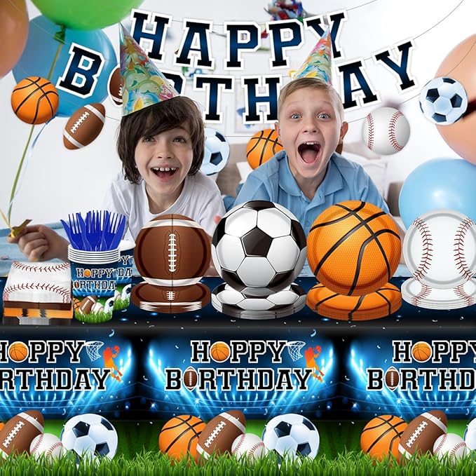 Sports Birthday Party Decorations 142Pcs Sports Theme Plates and