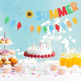 Hello Summer Banner Colorful Glitter Hello Summer Ice Cream Garland