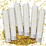 12" Gold Confetti Cannons - Party Poppers for Birthday Graduation