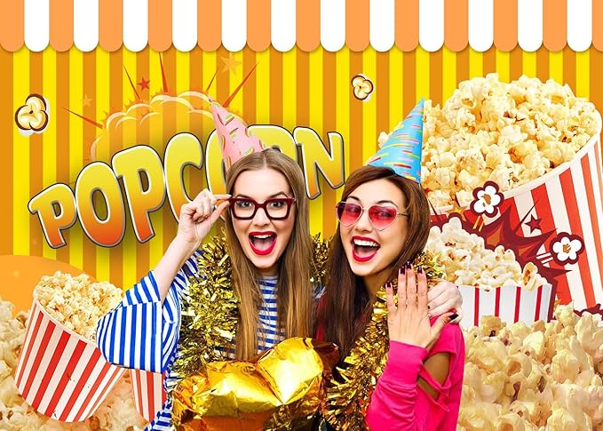 Popcorn Backdrop for Party Photography Movie Night Circus Carnival
