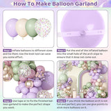 Ouddy Party Dusty Green Purple Pink Balloons Garland Arch Kit,