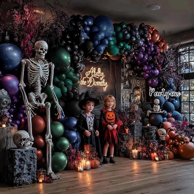 Halloween Balloon Arch Double Stuffed Dark Green Navy Blue Burgundy