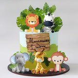 Jungle Safari Animal Cake Topper with Lion Giraffe Monkey Elephant