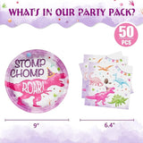 100 PCS Dinosaur Plates and Napkins Dinosaur Birthday Party Supplies