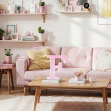 Qunclay Pink Crystal Diamond Letter Wall Decor, Glitter Wooden Bling
