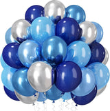 Blue and Silver Balloons, 50 PCS 12 Inch Pearl Royal Navy Blue Latex