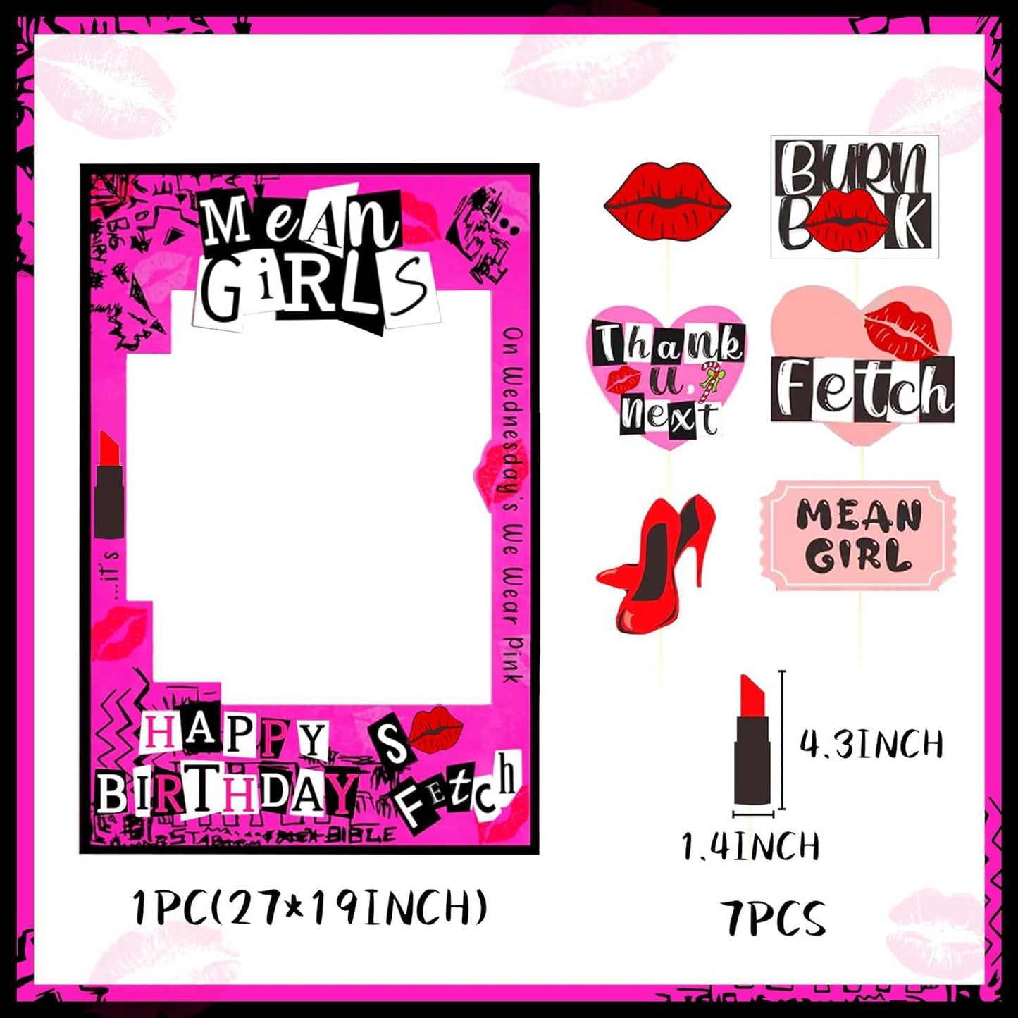 LaVenty Mean Girl Birthday Party Photo Booth Props Frame Mean Girl