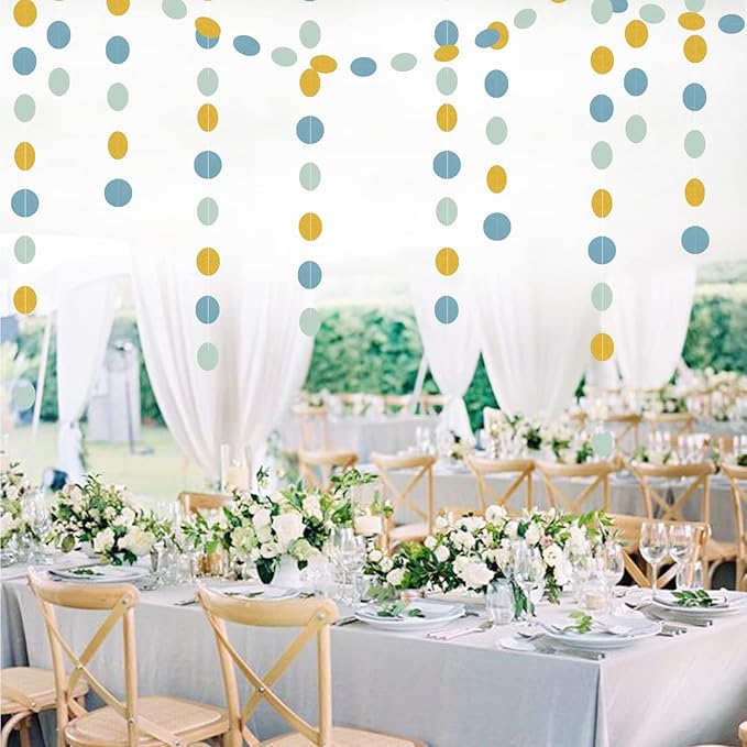 Light-Dusty Blue Gold Party-Decorations Garland - 52Ft Birthday Baby