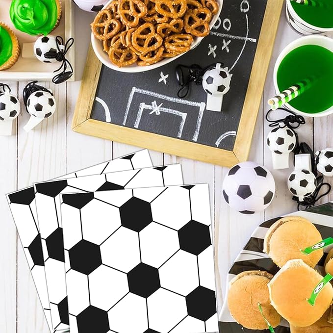 60 PCS Soccer Party Decorations Soccer Plates and Napkins Tableware