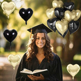 Black Gold Foil Heart Balloons, 18 Inch 10 Pcs Light Gold and Black