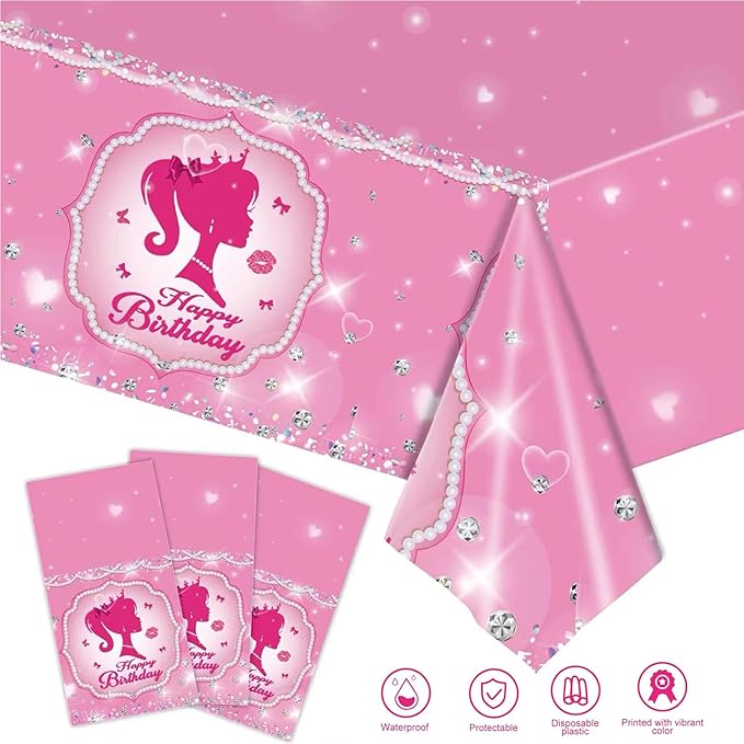 194 Pcs Pink Princess Party Supplies Kit for 24 Guests Disposable