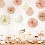 Champagne Gold Beige Peach Boho Party Decorations Streamers 14pcs