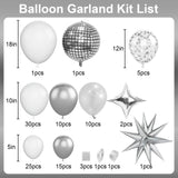 White and Silver Balloon Arch Garland Kit,White Silver Star Confetti