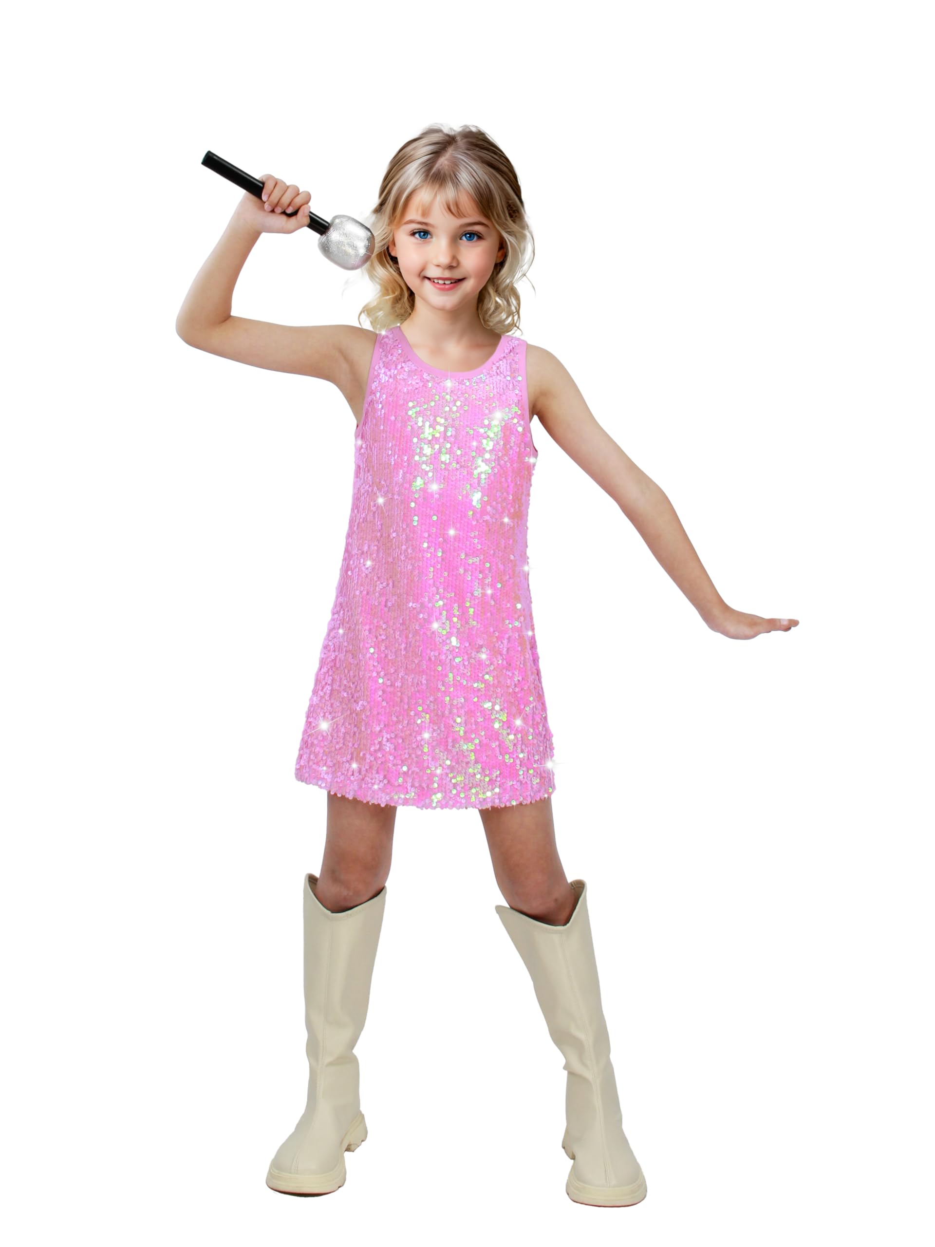 Sinkawa Jackets Girls Sequin Dress Sparkly Sleeveless Costume Prom