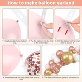 Amandir 153pcs Rose Gold Balloon Garland Arch Kit, Different Sizes 18
