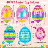 40 PCS Easter Foil Balloons Happy Easter Egg Balloon Egg Mylar
