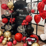 155Pcs Red Black Gold balloons Garland Arch Kit with Gold Confetti