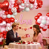 Valentines Day Balloon Arch Garland Kit Red Pink White Heart Shaped