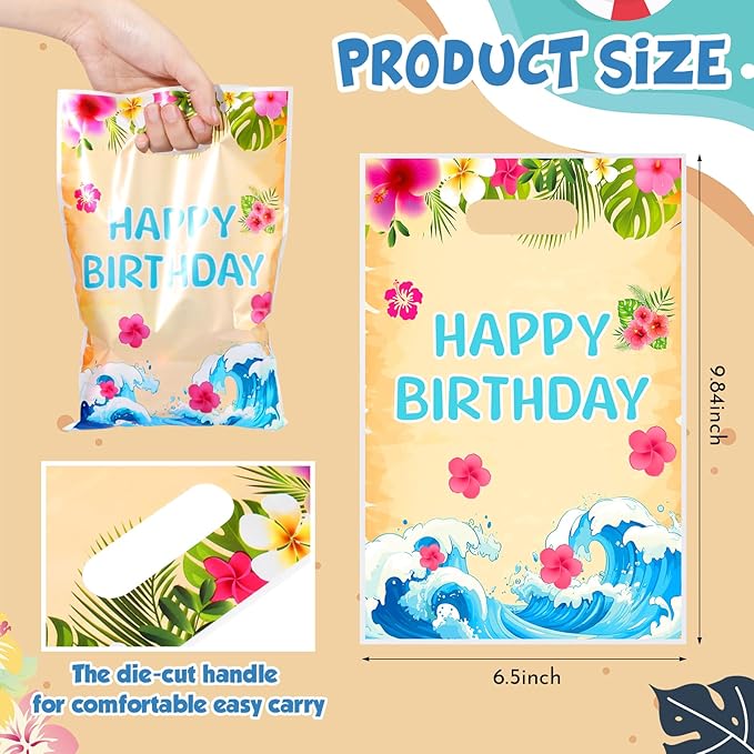 Eccliy 30 Pcs Hawaiian Party Favor Bags Animation Cartoon Birthday