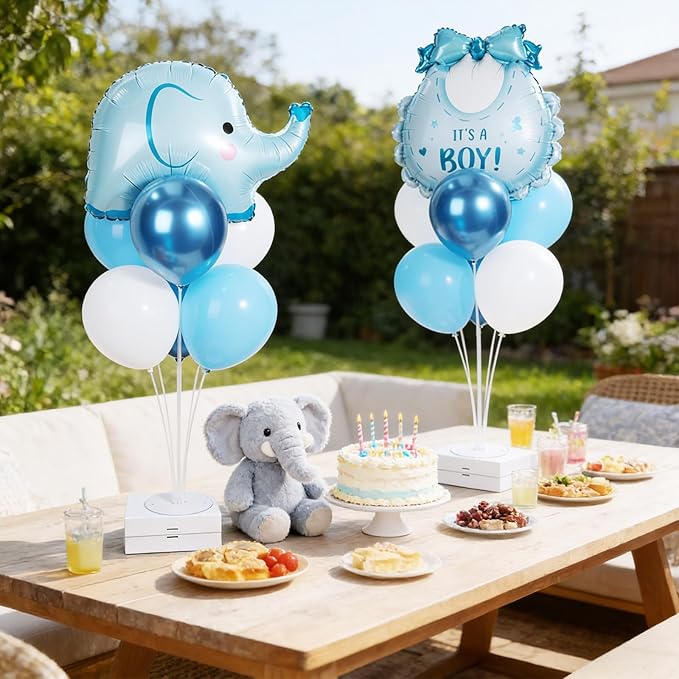 Elephant Baby Shower Decorations Party Balloons Stand Kit 2 Sets with