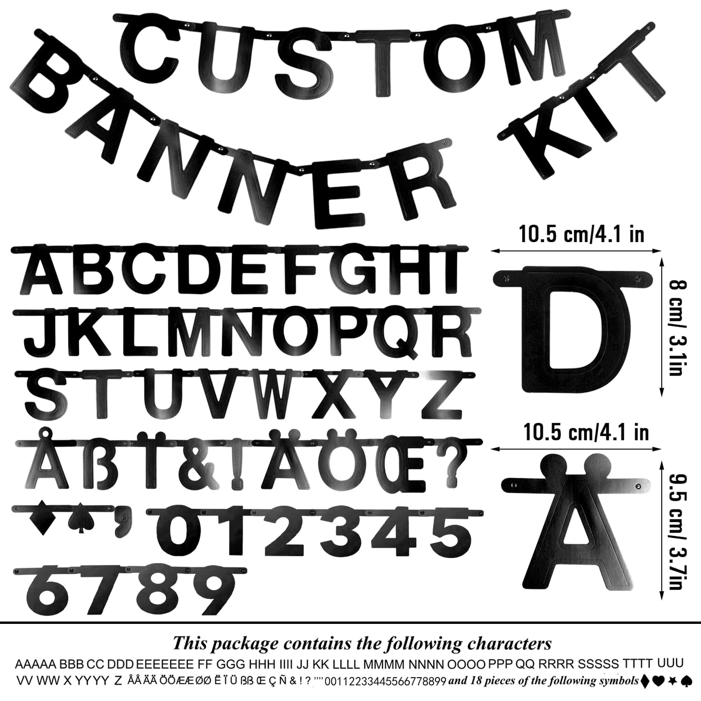 SUNBEAUTY 146 Pcs Black DIY Make Your Own Banner Customizable Letters