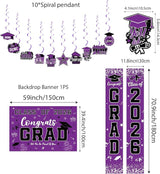 Graduation Decorations 2026 Purple Set, Congrats Grad Decor Set with