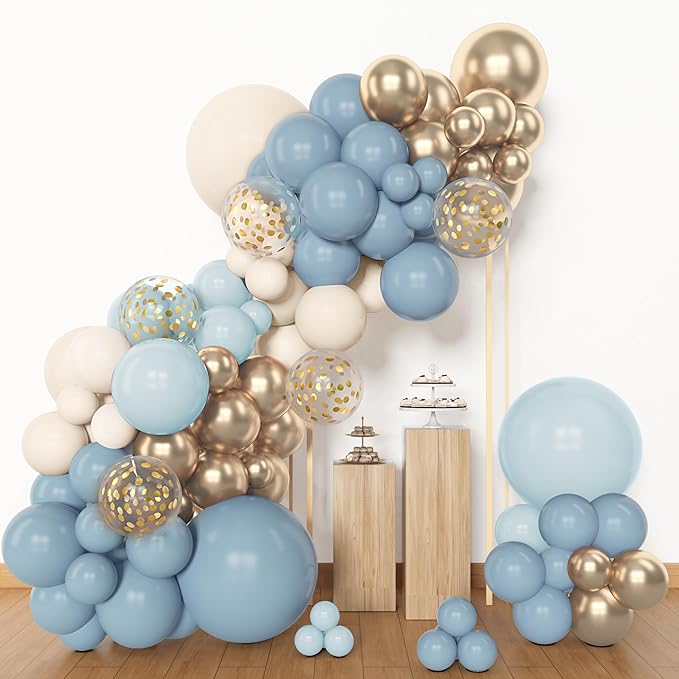Amandir 153pcs Dusty Blue Balloon Garland Arch Kit, Different Sizes