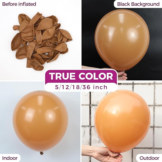 Bezente Tan Latex Party Balloons - 100 Pack 12 inch Round Helium Boho