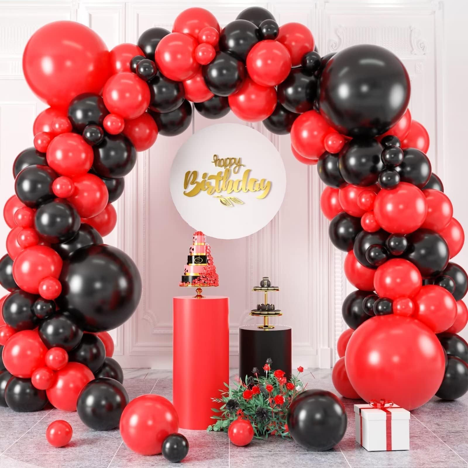 Red and Black Balloon Arch Kit, Black and Red Balloon Garland Kit, Red