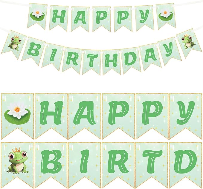 Green Princess Party Supplies 8.2ft Happy Birthday Banner Signs