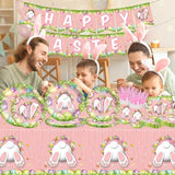 Happy Easter Decorations 142Pcs Easter Bunny Plates and Napkins Kit