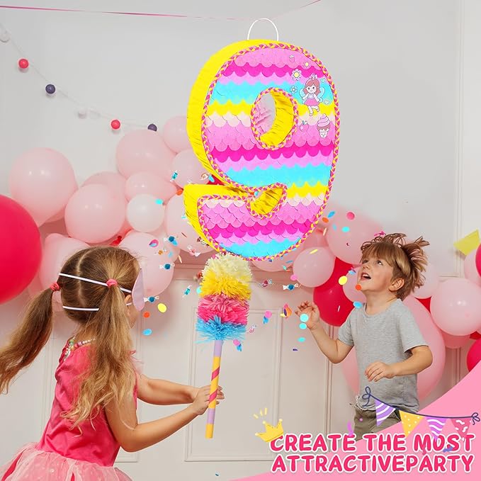 Number 9 Pinata for Birthday Party Decorations Unicorn Mermaid Theme