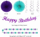 Teal purple Lavender Girl Mermaid birthday Party decorations 21pcs