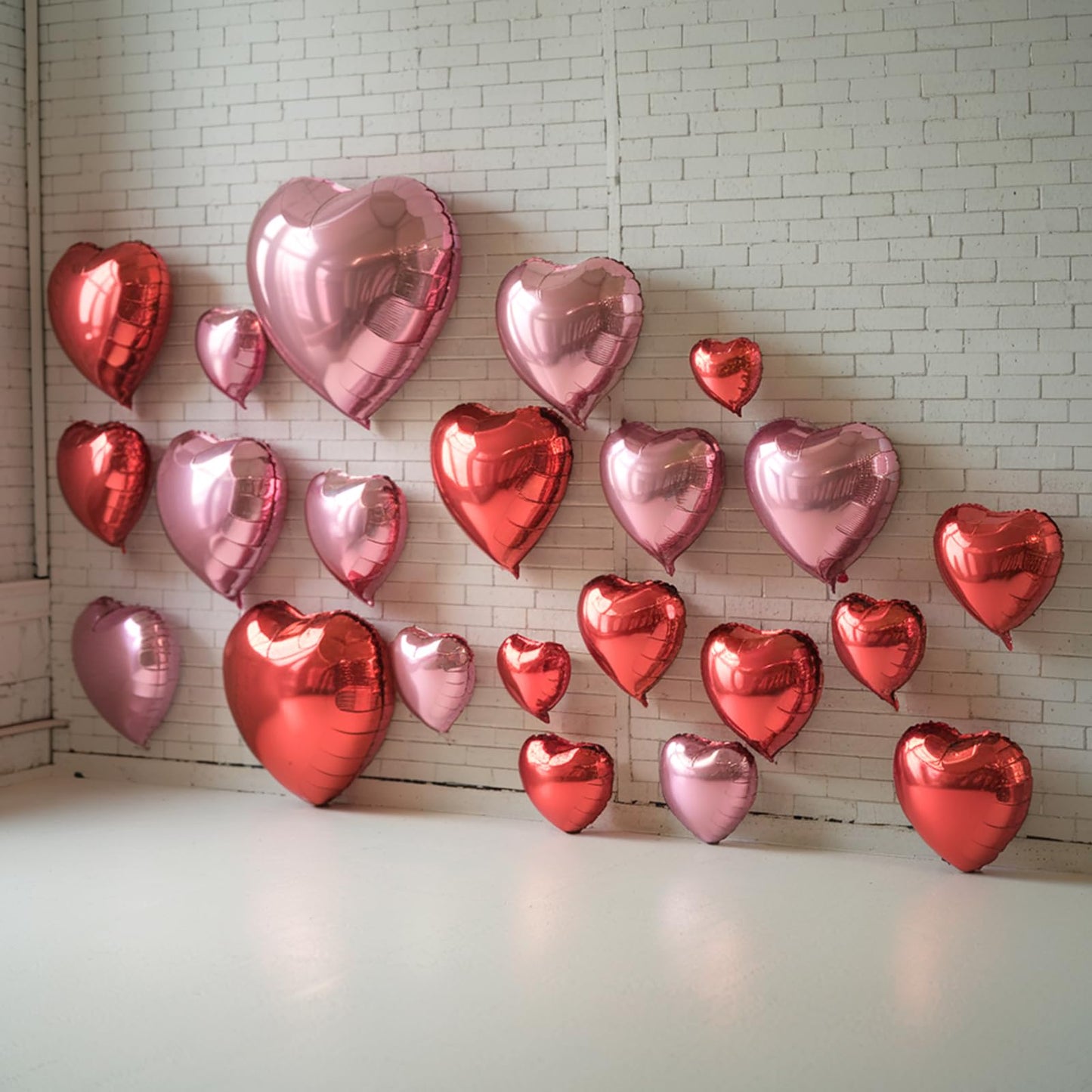 Pink Red Heart Balloons, 19PCS Light Pink and Red Heart Shape Balloon