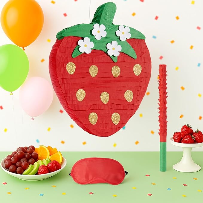 Red Strawberry Piñata For Kids Strawberry Baby Shower Piñata