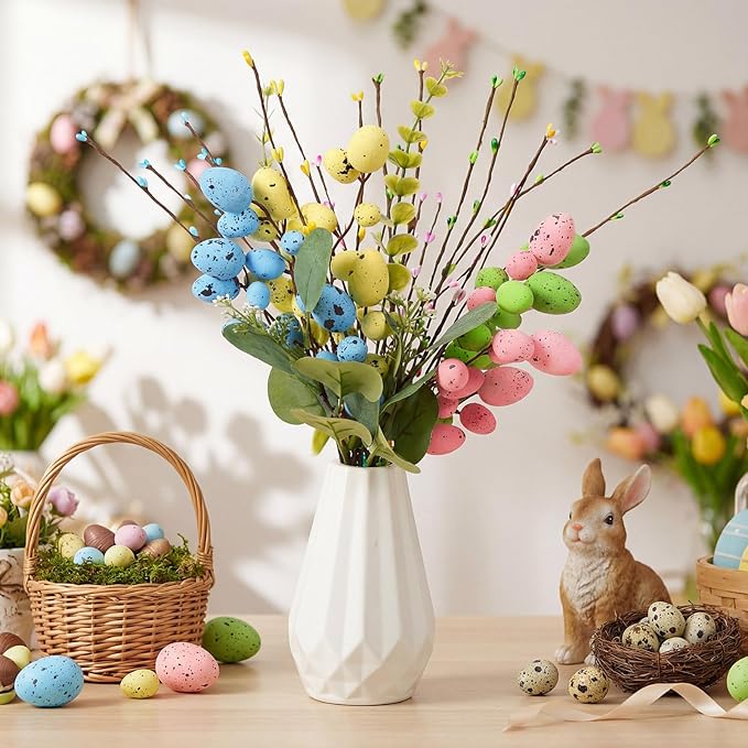 12 Set Easter Egg Tree Decor DIY Easter Table Decoration 12'' Pastel