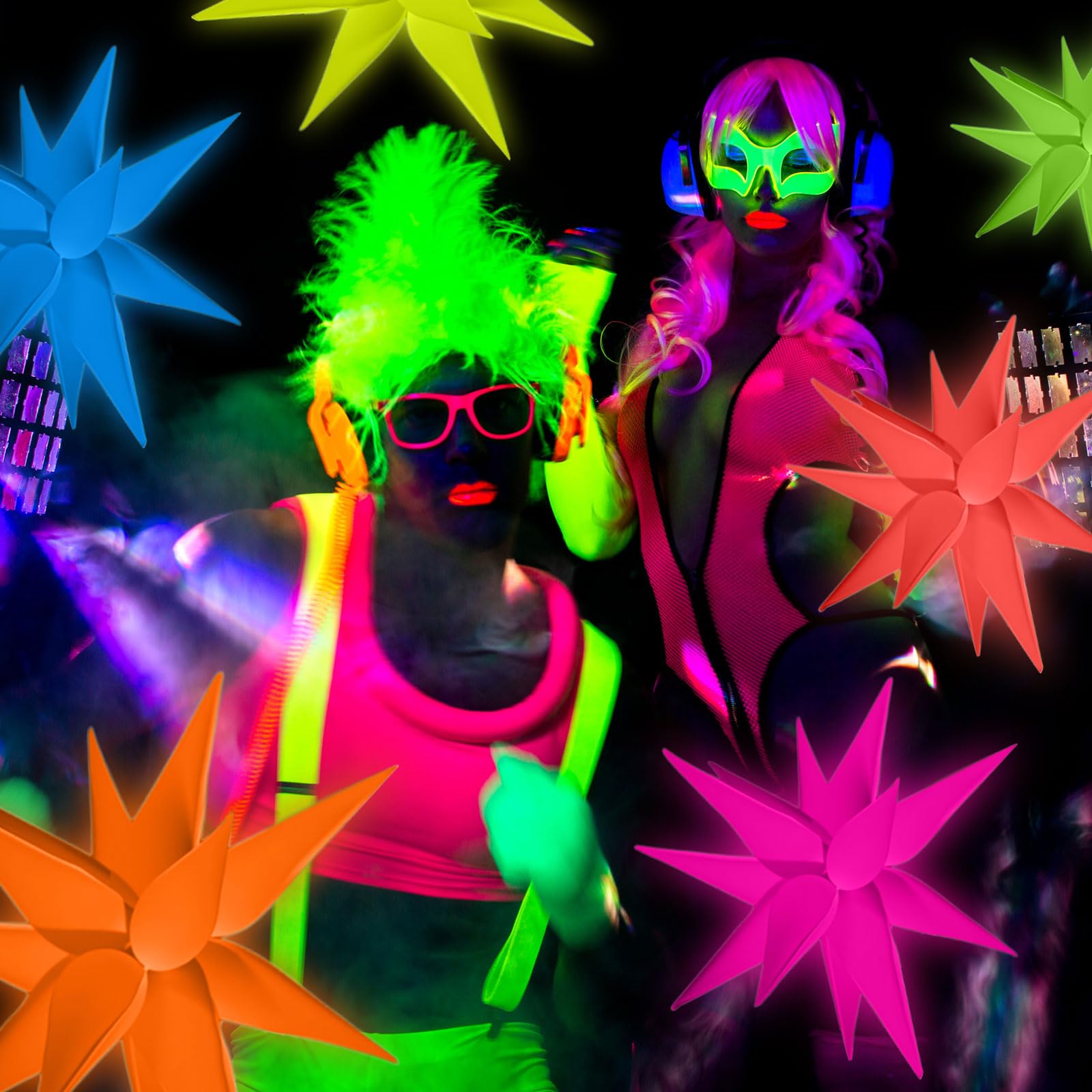 Vertintong 12 Pcs Explosion Glow in The Dark Neon Balloons Foil