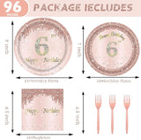 24 Sets 6th Rose Gold Birthday Party Decrations for Girls 6 Birthday