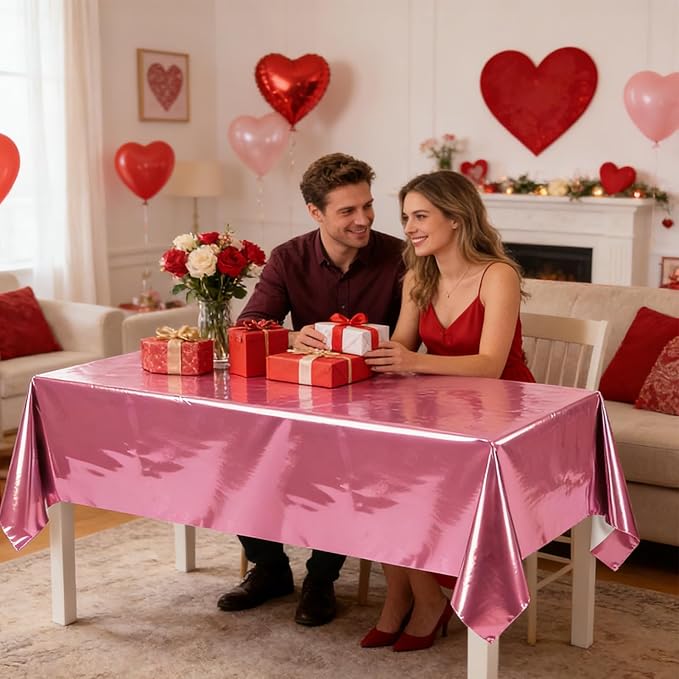 10 Pcs Valentine's Day Foil Table Cloth Disposable Rectangle