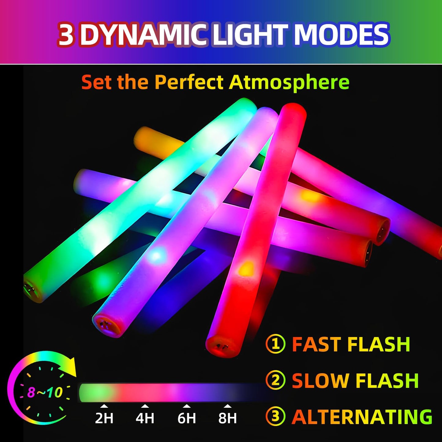 Blu7ive 20 PCS Foam Glow Sticks Party Favors led foam sticks 3 Modes