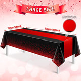 MASHAN 6Pcs Black and Red Tablecloth Party Decorations,Plastic Black