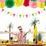 Hawaiian Pink Green Yellow Party Decorations 20pcs Aloha Paper