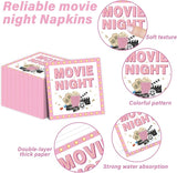 96Pcs Movie Night Party Supplies Pink Movie Birthday Plates and