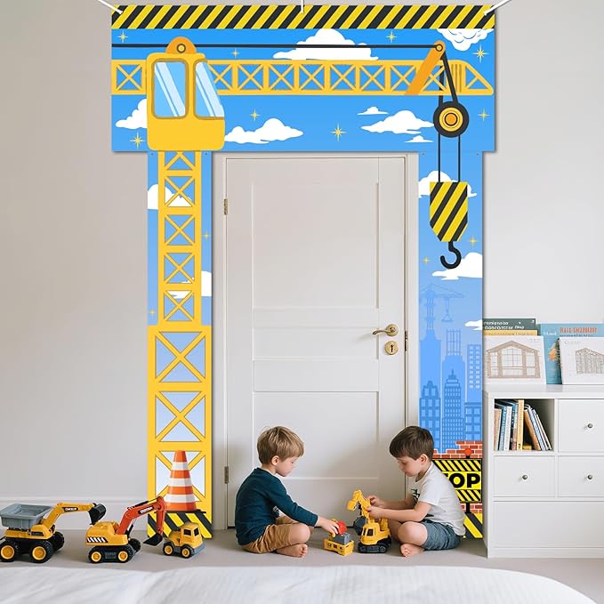 3 Pcs Construction Party Decorations Porch Sign Banner Construction