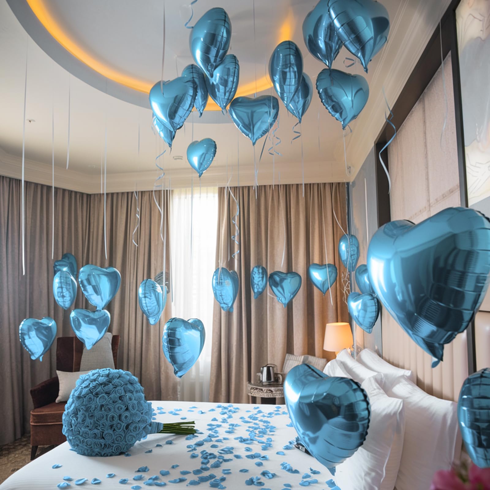 Blue Heart Balloons, 19PCS Light Blue Heart Shape Balloons, 18Inch