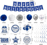 Retirement Party Decorations for Men Women Blue Silver Happy