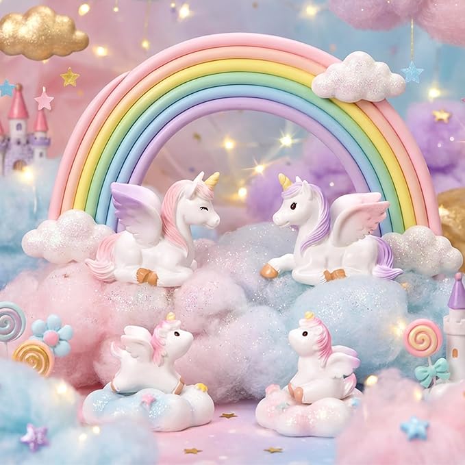 17Pcs Rainbow Unicorn Cake Toppers Unicorn Birthday Cake Decorations