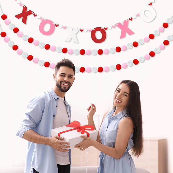 3pcs Valentine's Day Garland Felt Ball Garland 10ft Pompom Garland