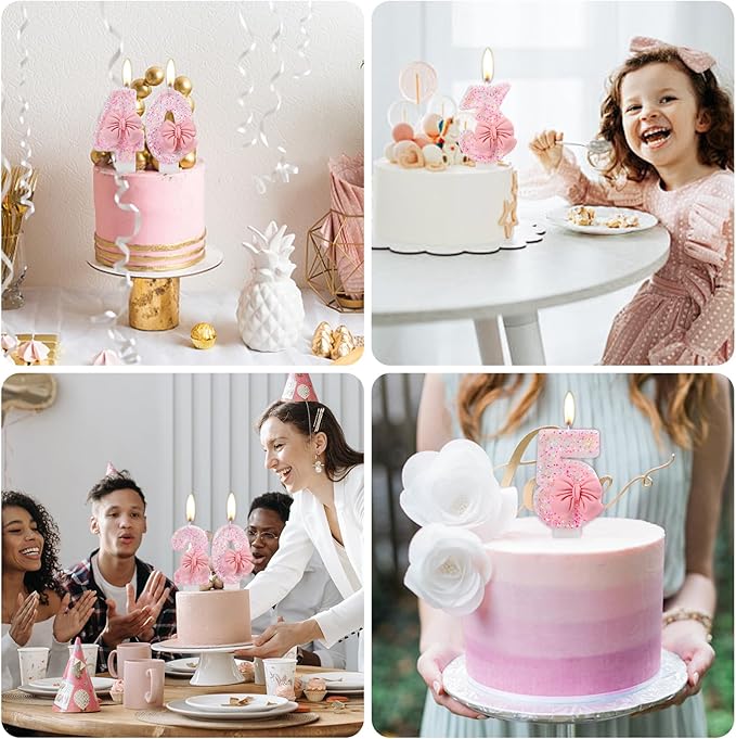 Pink Bow Candle 1,First Birthday Candle Girl,Coquette 1 Candles,1